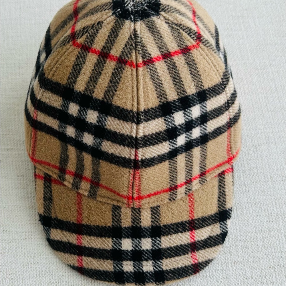 Burberry Kids Checkered Baseball Cap in Tan and Black (M)